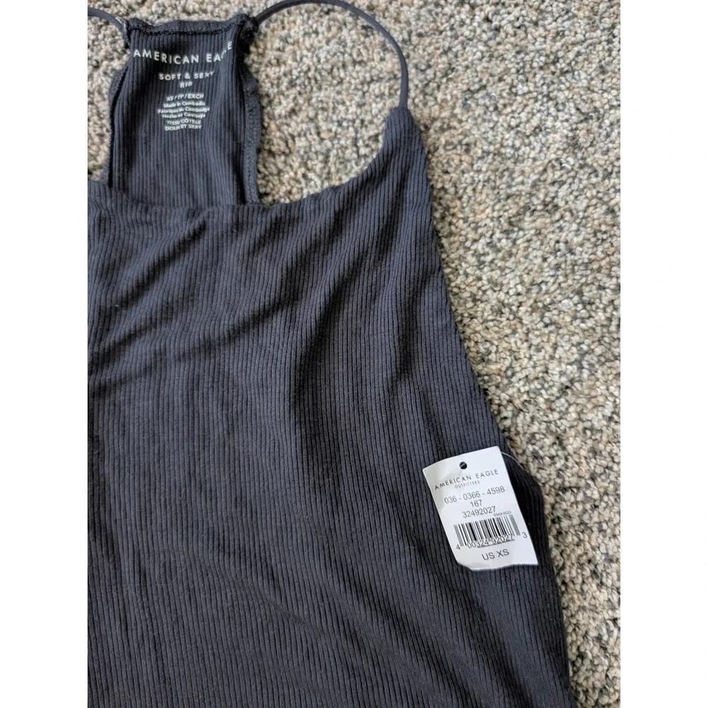American Eagle Outfitters Ribbed Tank Top Soft Sexy Black‎ XS - Picture 4 of 4